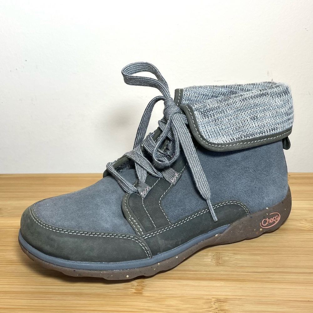 Chaco Barbary Castle Rock Waterproof Leather Wool Fold Down Collar Boots Booties - Picture 7 of 10